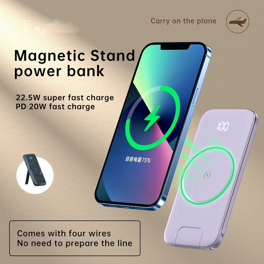 CYKE P3 20000mAh Power Bank Digital Display Built-in 4 Cables Magnetic Phone Wireless Charger