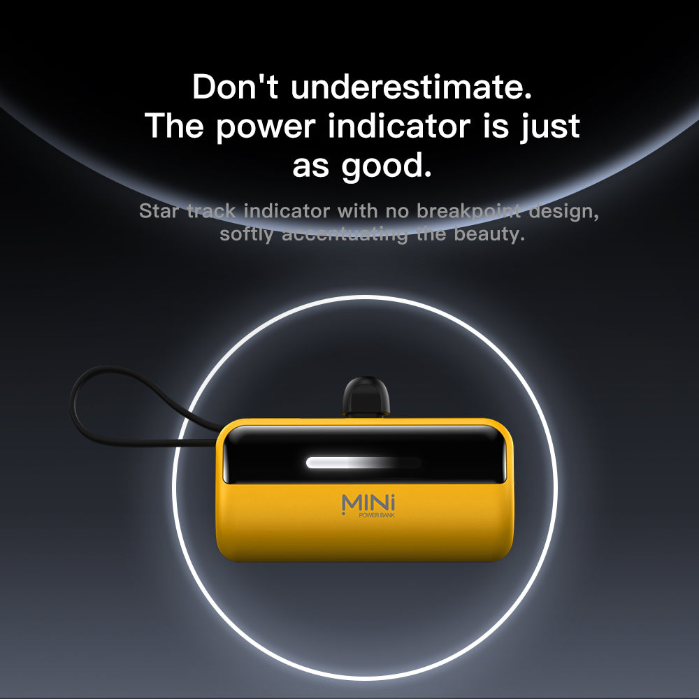 CYKE X3 5000mAh Capsule Shape Power Bank 8Pin Plug Phone External Battery with Built-in Type-C / USB Cable