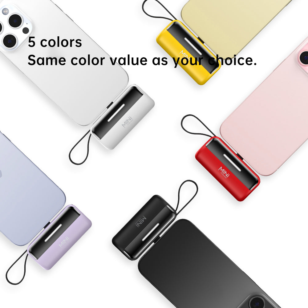 CYKE X3 5000mAh Capsule Shape Power Bank 8Pin Plug Phone External Battery with Built-in Type-C / USB Cable