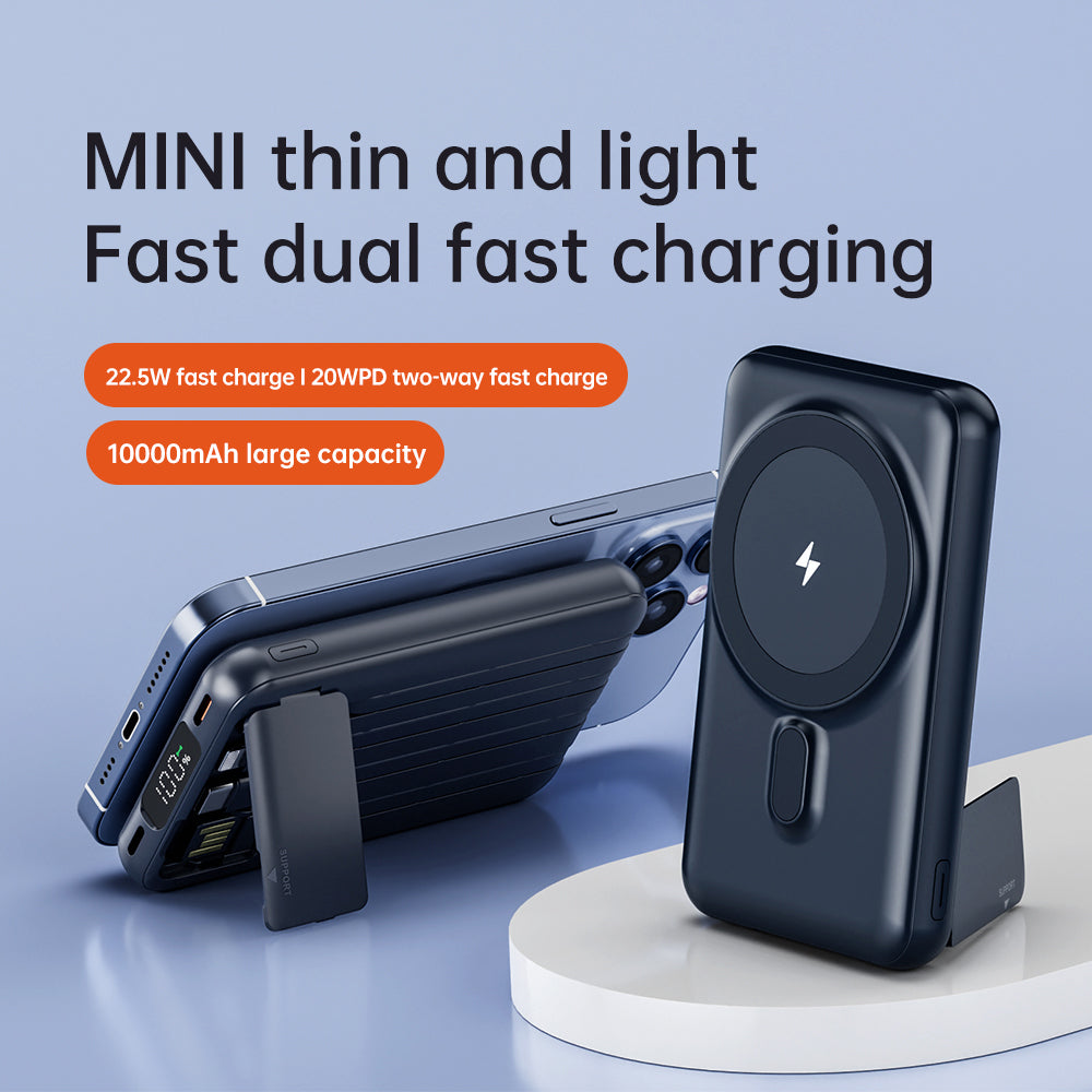 CYKE X1 10000mAh Phone Power Bank Magnetic Wireless Charger with Built-in Cables