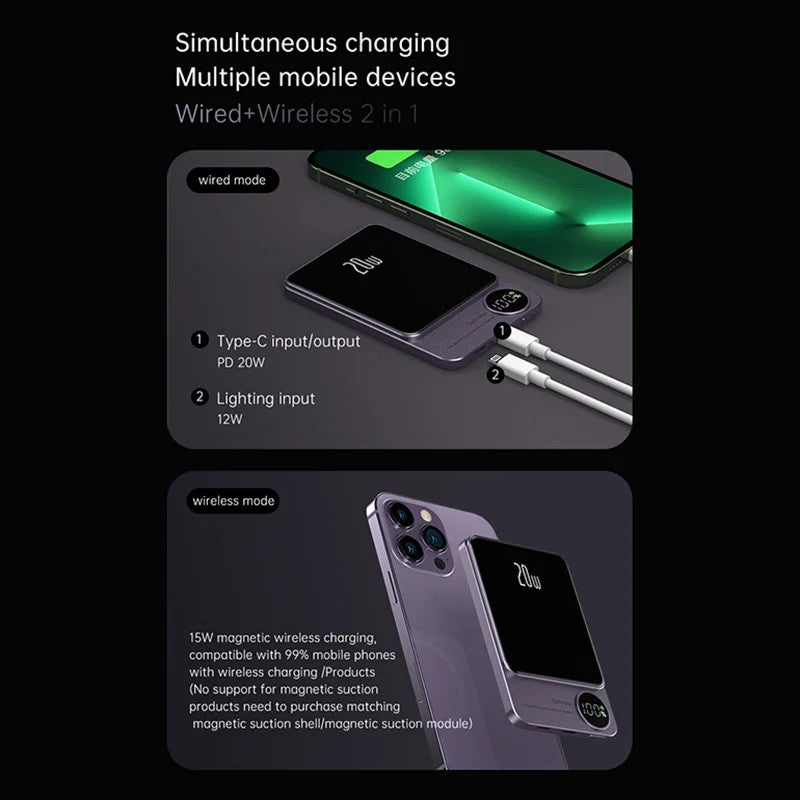 CYKE Q9 Ultra-Thin 15W Magnetic Wireless Charger 10000mAh Power Bank Battery Pack