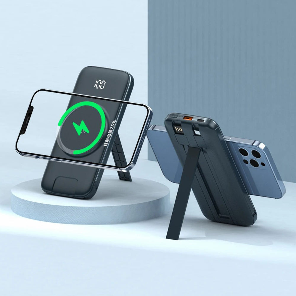 CYKE P3 10000mAh Digital Display Power Bank Built-in 4 Cables Magnetic Phone Wireless Charger