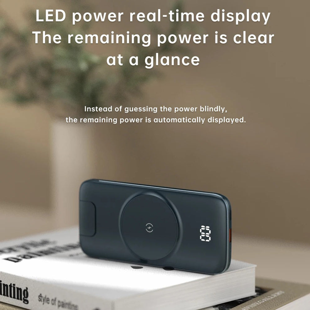 CYKE P3 10000mAh Digital Display Power Bank Built-in 4 Cables Magnetic Phone Wireless Charger