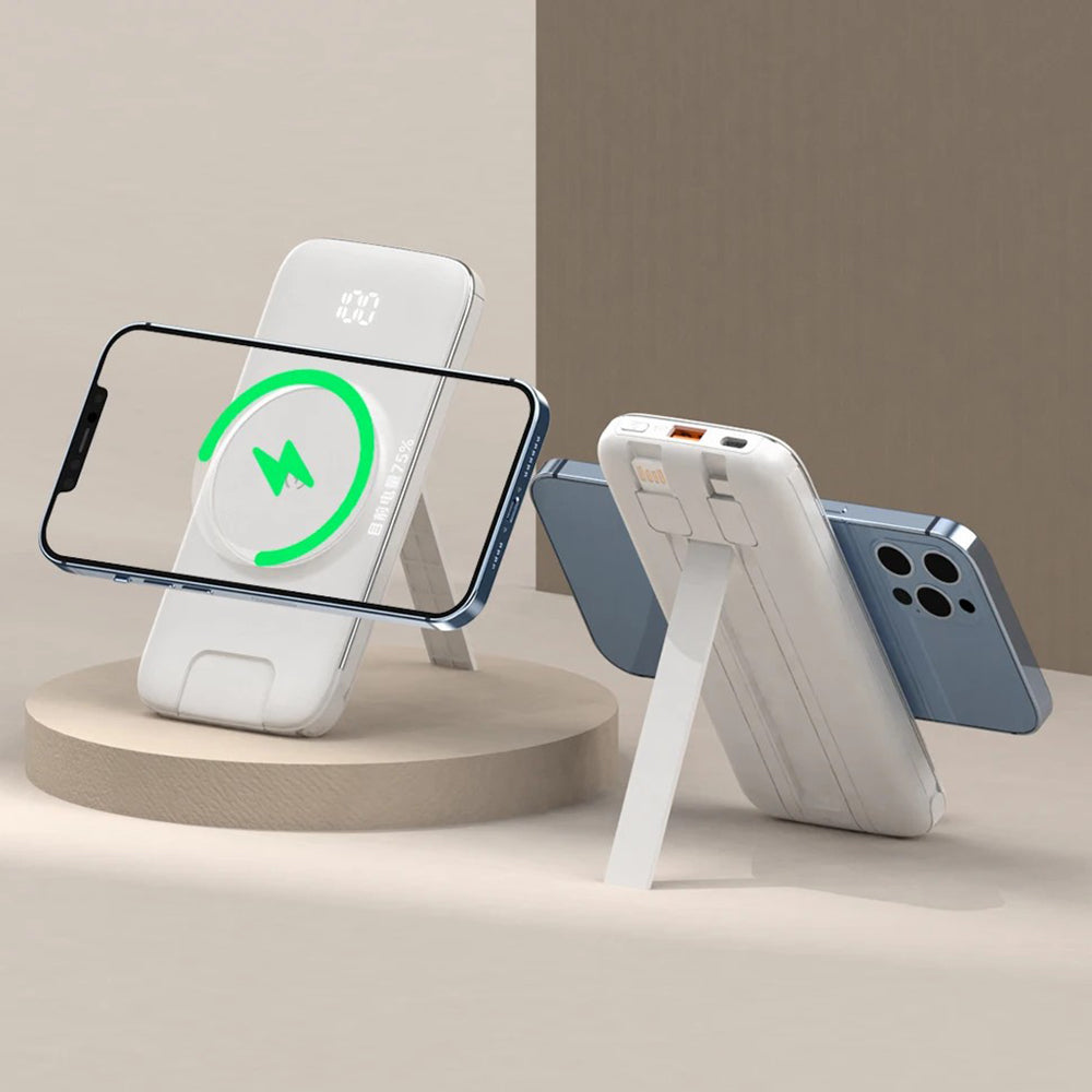 CYKE P3 10000mAh Digital Display Power Bank Built-in 4 Cables Magnetic Phone Wireless Charger