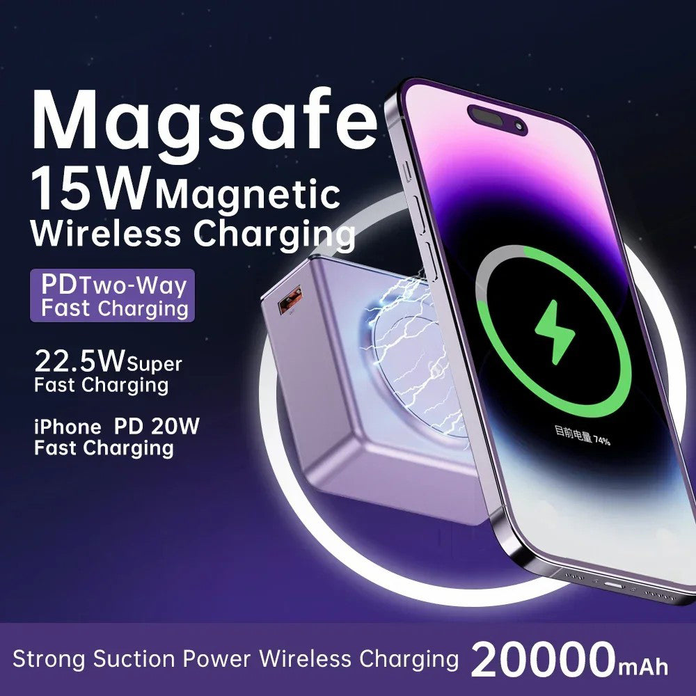CYKE Q7 20000mAh Power Bank Digital Display 15W Phone Magnetic Wireless Charger