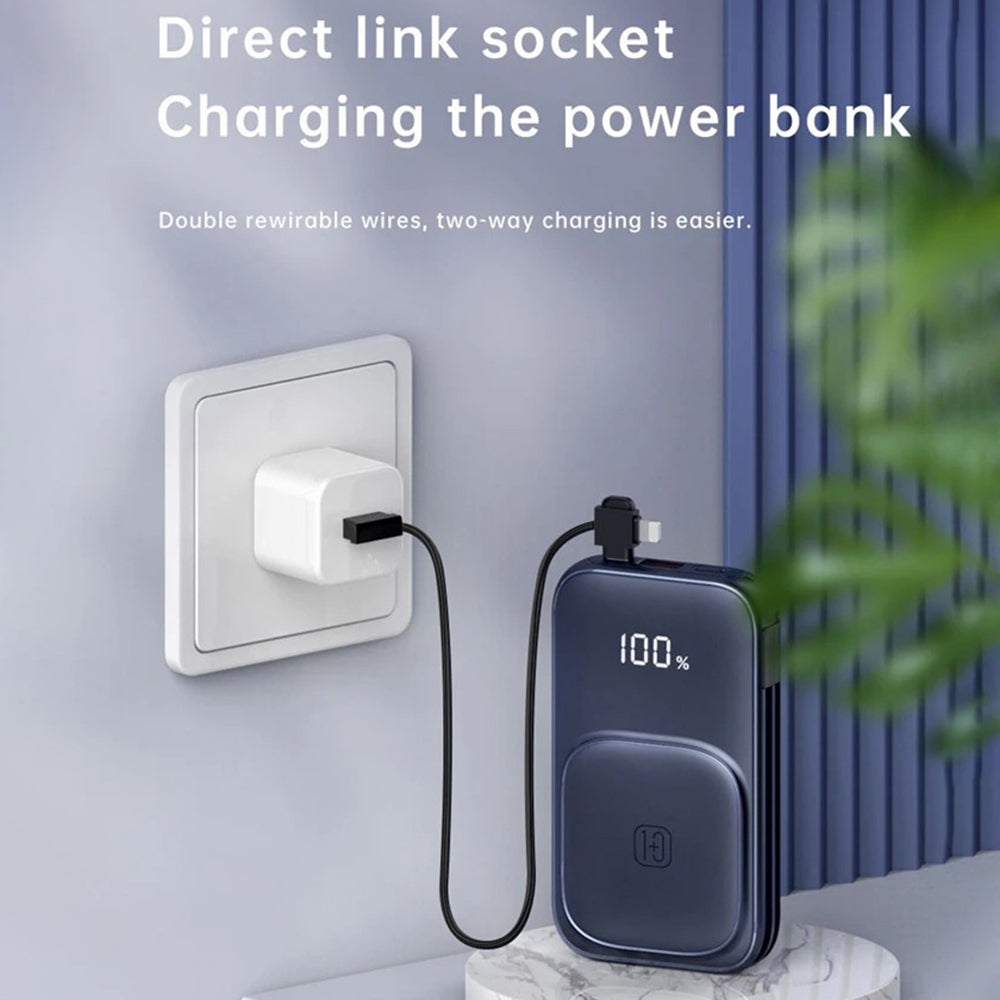 CYKE W1 10000mAh Phone Power Bank Magnetic Wireless Charger with 2 Removable Cables
