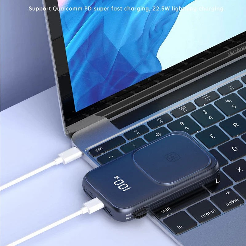 CYKE W1 10000mAh Phone Power Bank Magnetic Wireless Charger with 2 Removable Cables