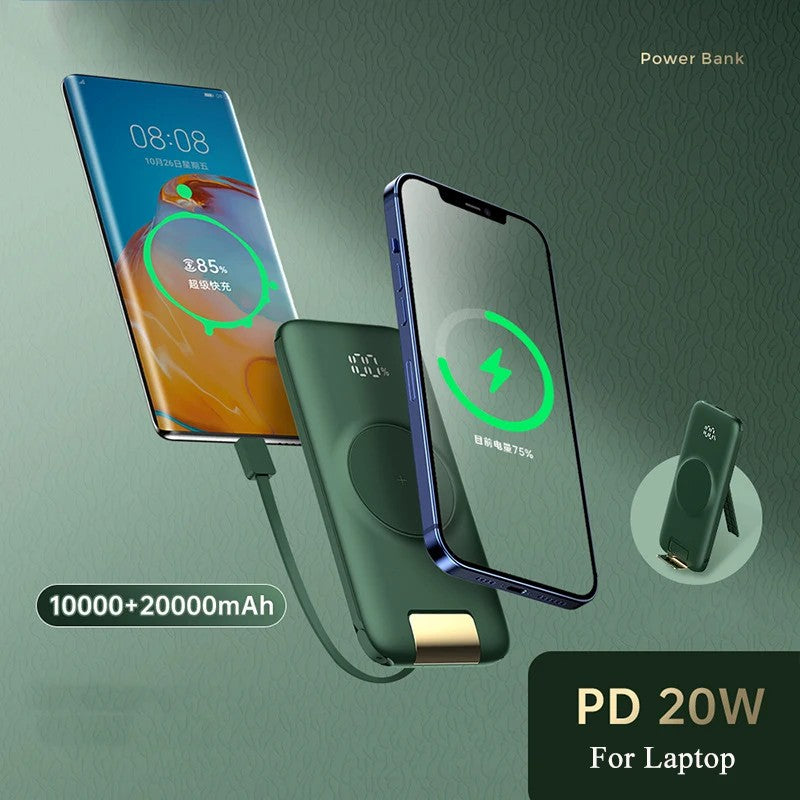 CYKE P2 20000mAh Power Bank with Charging Cable Portable Phone Charger with Stand