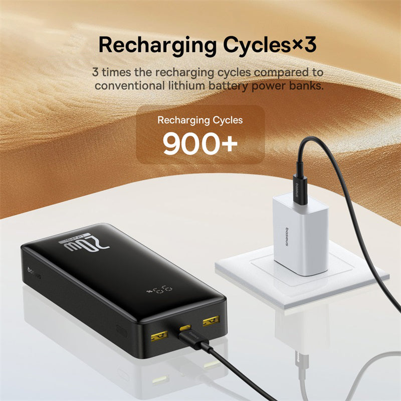 BASEUS LiFePO4 18400mAh 20W Digital Display Power Bank Battery Pack with 0.3m USB to Type-C Cable