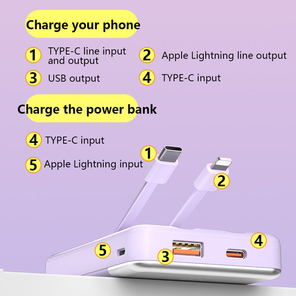 L1 Dual Cabled 22.5W 10000mAh Power Bank Fast Charging Phone Battery Pack