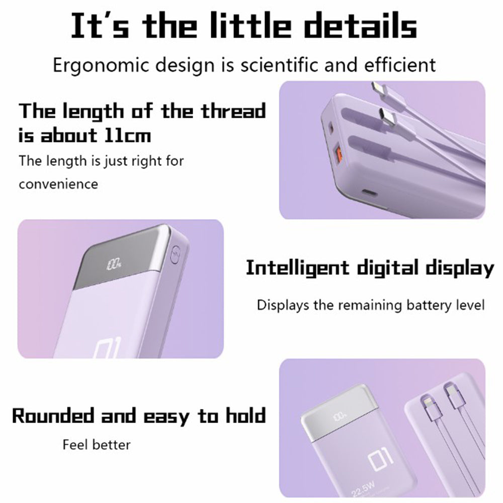 L1 Dual Cabled 22.5W 10000mAh Power Bank Fast Charging Phone Battery Pack