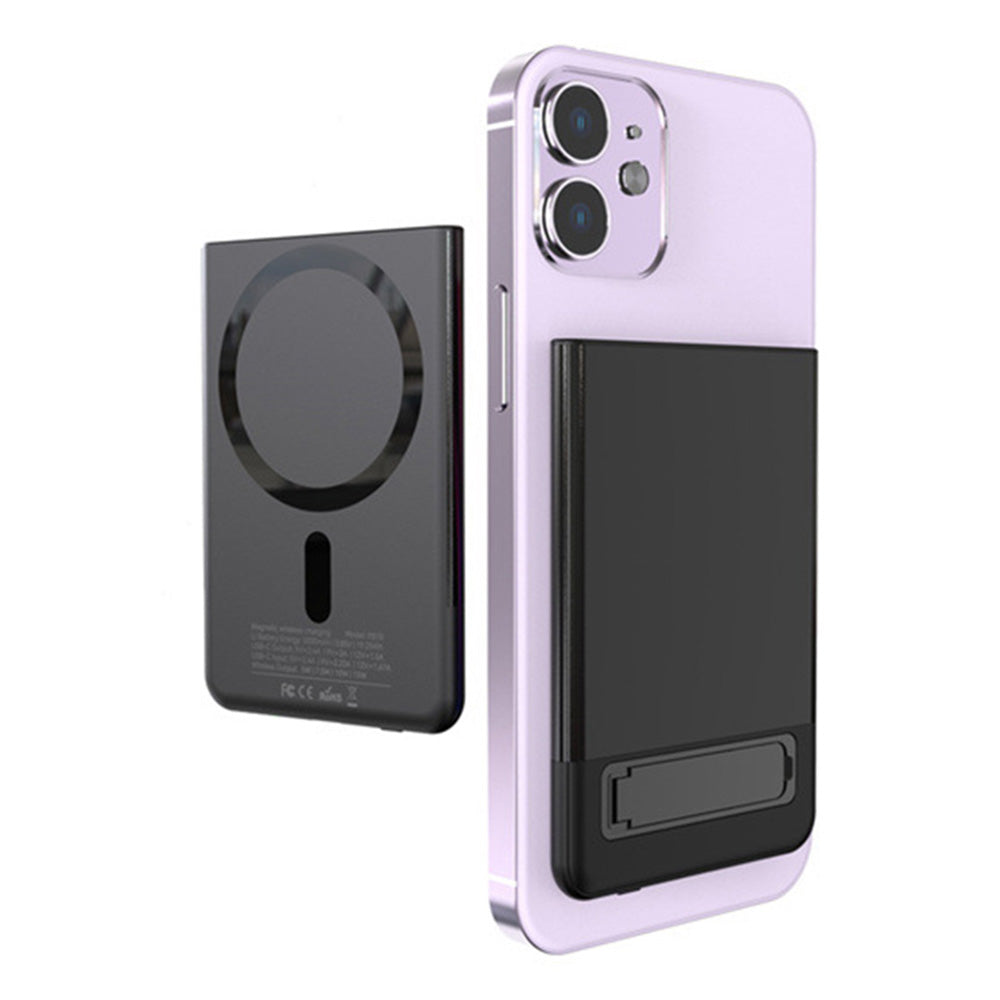 M10 Ultra Thin Metal Shell Magnetic 15W Wireless Charging 5000mAh Power Bank with Kickstand