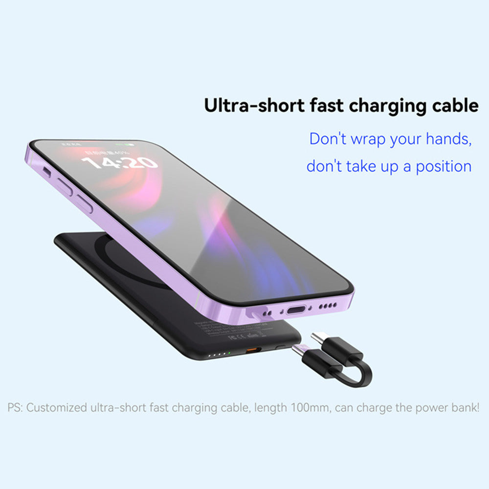 M10 Ultra Thin Metal Shell Magnetic 15W Wireless Charging 5000mAh Power Bank with Kickstand