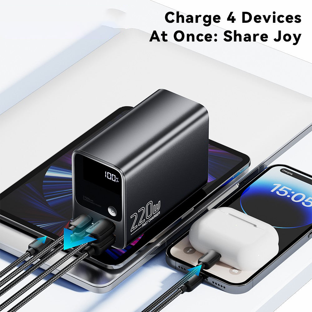 ESSAGER 27000mAh 220W Digital Display Power Bank Portable Phone Charger External Battery Pack