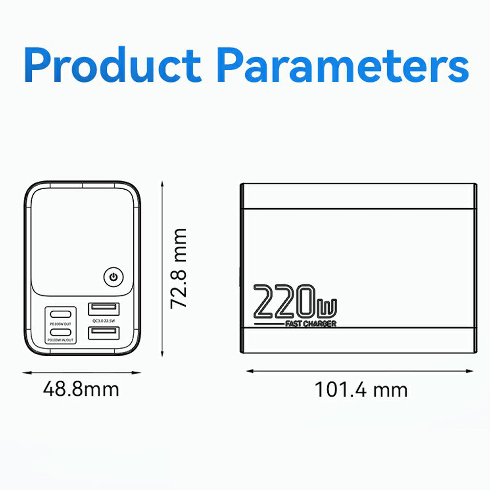 ESSAGER 27000mAh 220W Digital Display Power Bank Portable Phone Charger External Battery Pack