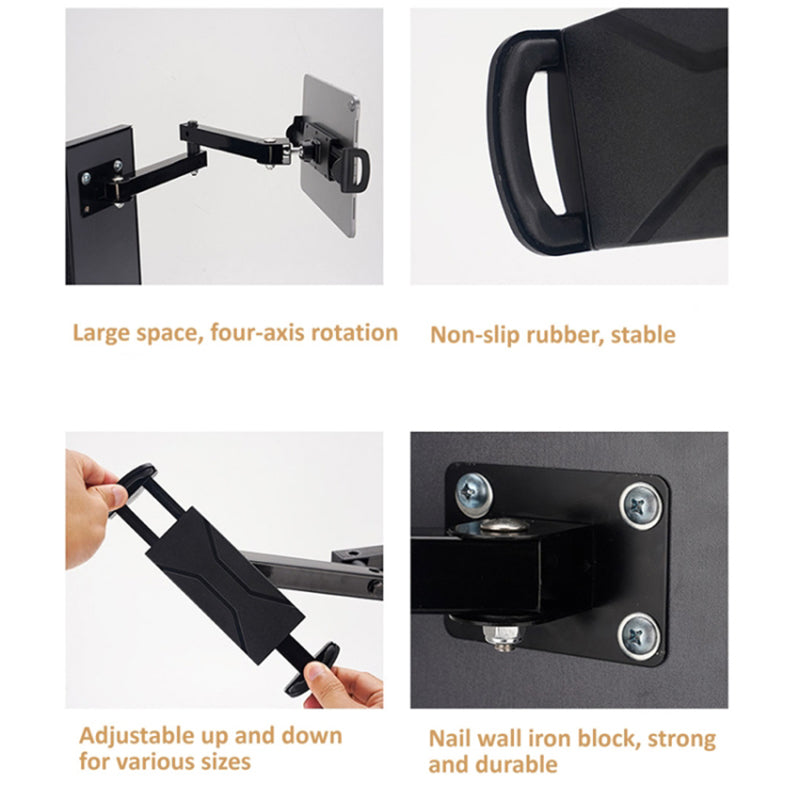 Wall-Mounted Extendable Tablet Smartphone Holder with Long Arm for iPhone 16 / 16 Ultra / 16 Pro / 16 Pro Max 4-13 Inch Devices