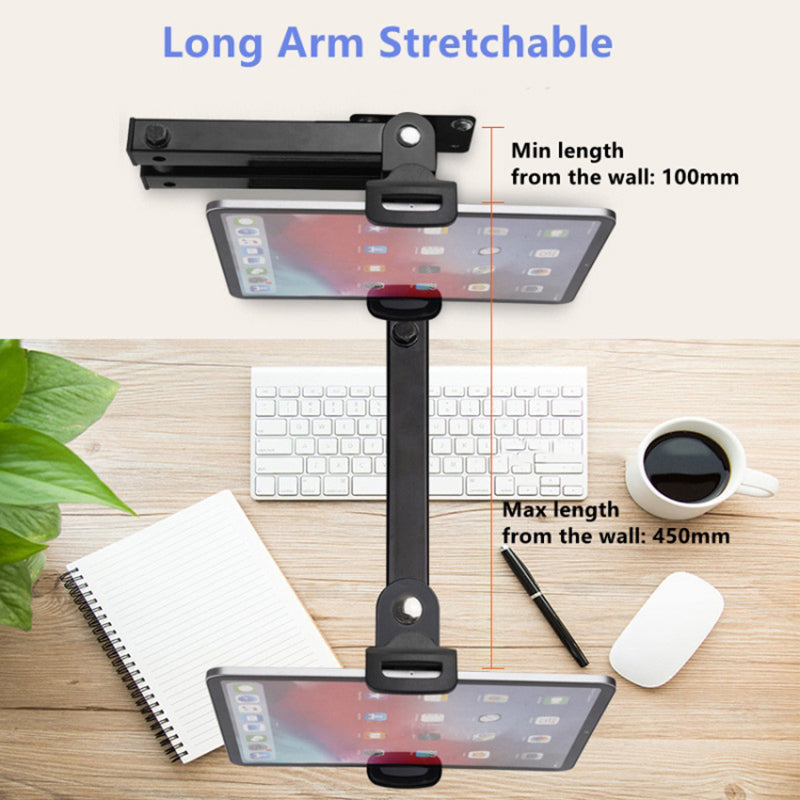 Wall-Mounted Extendable Tablet Smartphone Holder with Long Arm for iPhone 16 / 16 Ultra / 16 Pro / 16 Pro Max 4-13 Inch Devices