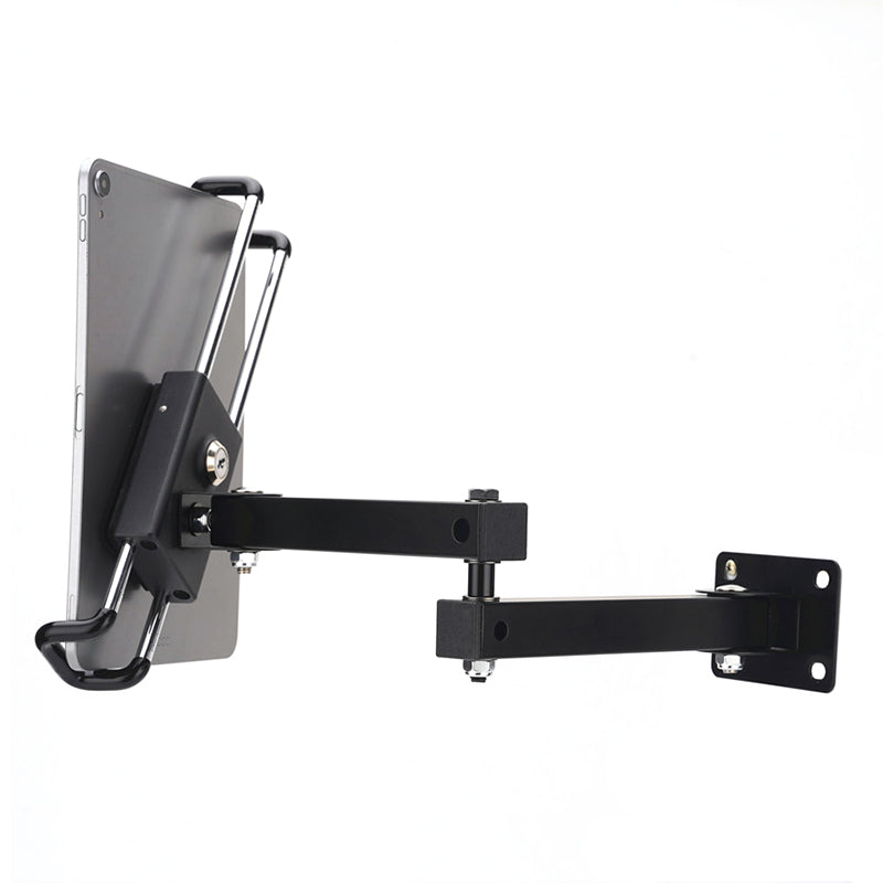 Folding Metal Wall Mount Tablet Holder with Anti-Theft Safety Lock for iPhone 16 / 16 Ultra / 16 Pro / 16 Pro Max