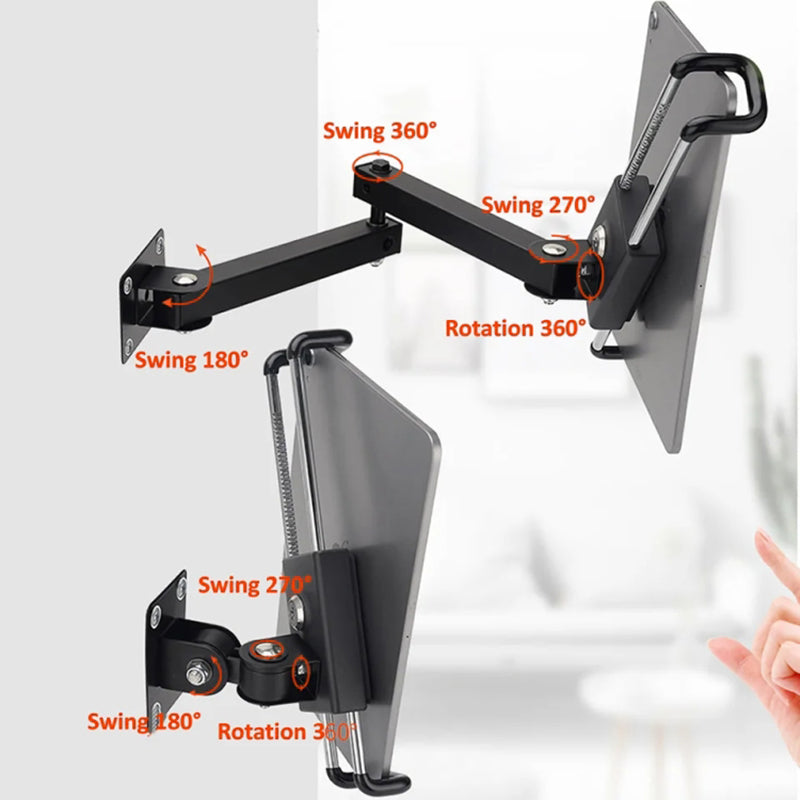 Folding Metal Wall Mount Tablet Holder with Anti-Theft Safety Lock for iPhone 16 / 16 Ultra / 16 Pro / 16 Pro Max