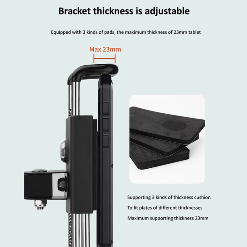Folding Metal Wall Mount Tablet Holder with Anti-Theft Safety Lock for iPhone 16 / 16 Ultra / 16 Pro / 16 Pro Max