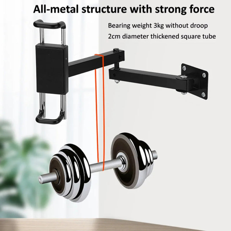 Folding Metal Wall Mount Tablet Holder with Anti-Theft Safety Lock for iPhone 16 / 16 Ultra / 16 Pro / 16 Pro Max