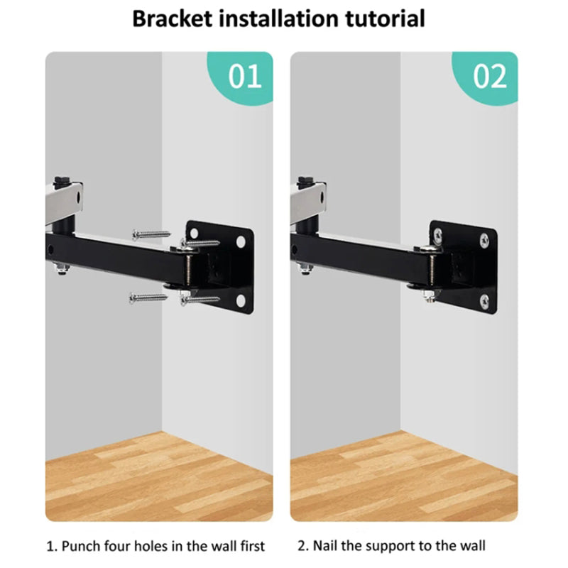 Folding Metal Wall Mount Tablet Holder with Anti-Theft Safety Lock for iPhone 16 / 16 Ultra / 16 Pro / 16 Pro Max