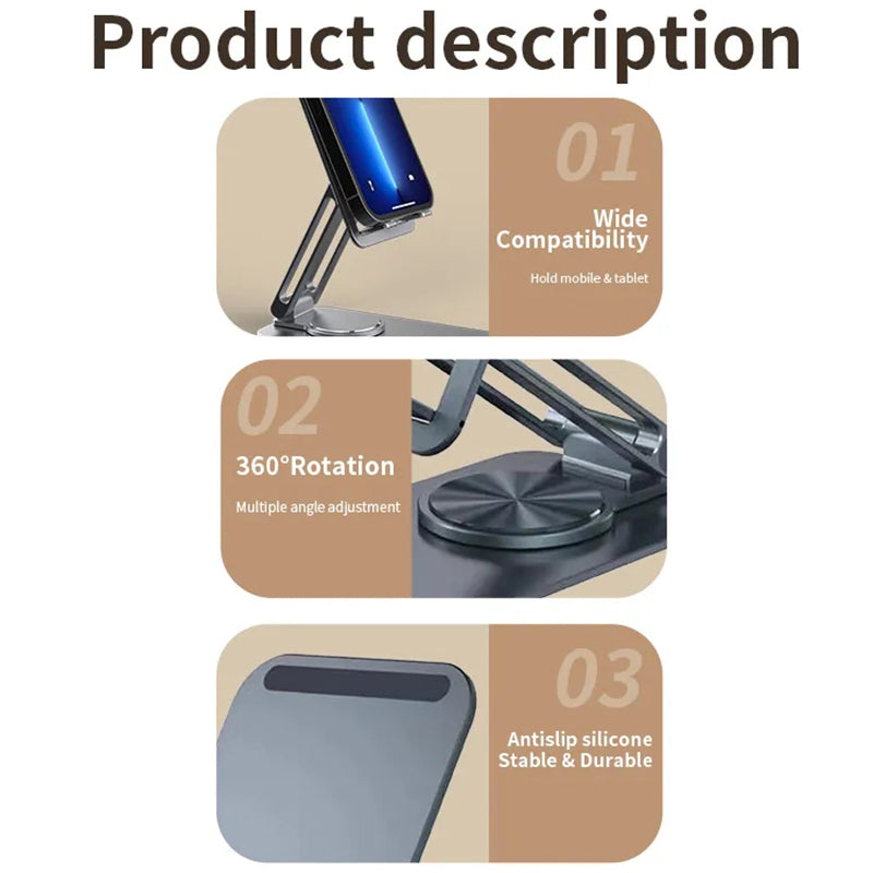 JMARY MK-60 Portable Desktop Folding Tablet Holder Anti-Slip Mobile Phone Stand for iPhone 16 / 16 Ultra / 16 Pro / 16 Pro Max