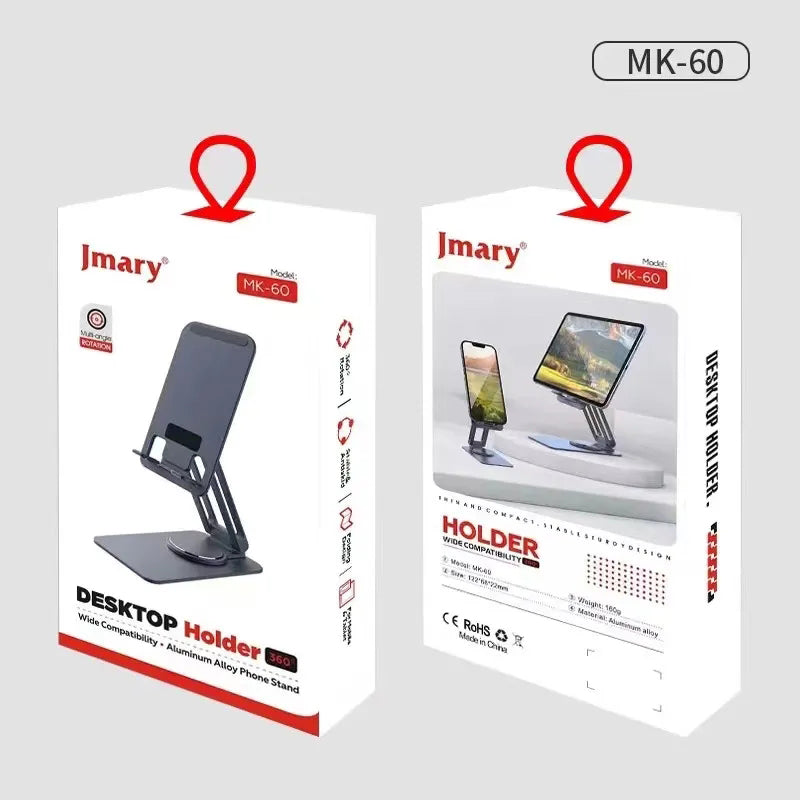 JMARY MK-60 Portable Desktop Folding Tablet Holder Anti-Slip Mobile Phone Stand for iPhone 16 / 16 Ultra / 16 Pro / 16 Pro Max