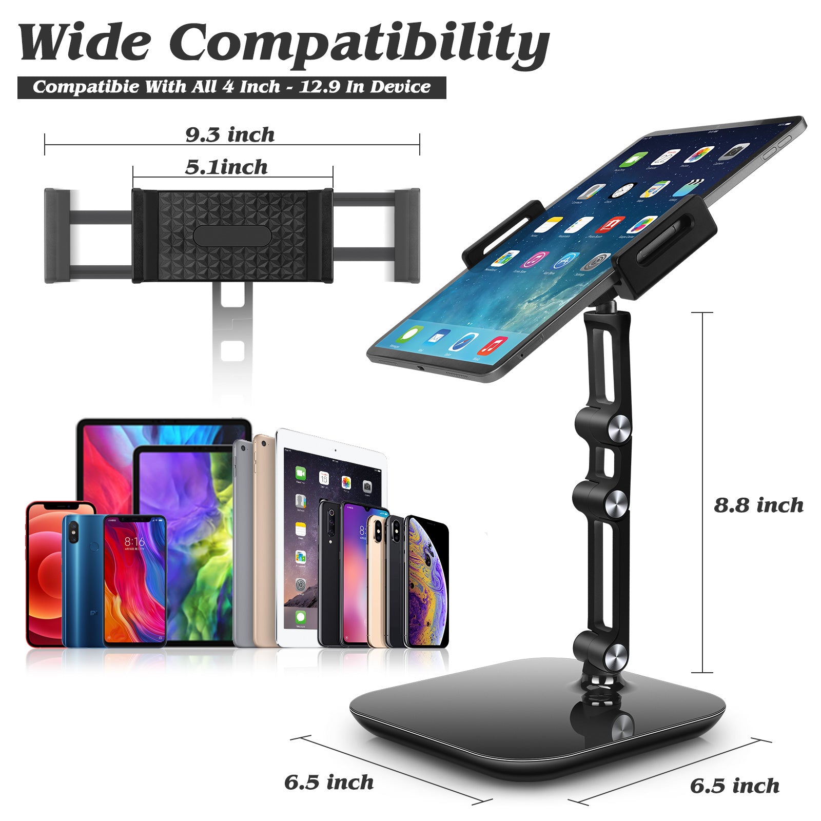 NS-06B Aluminum Alloy Desktop Phone Tablet Stand Rotatable Foldable Tablet Holder