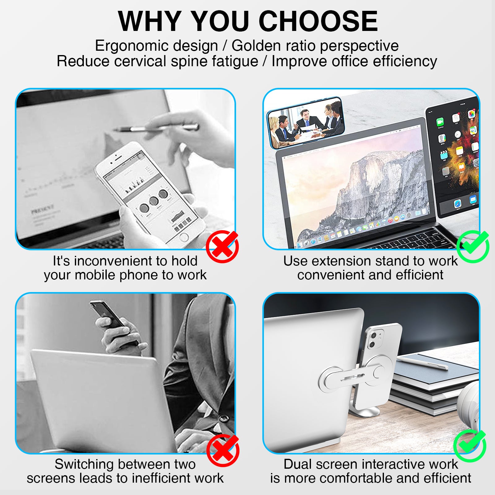AHASTYLE WG26-5 Aluminum Alloy Magnetic Portable Adjustable Phone Stand Compatible with MagSafe / iPhone 16 / 16 Ultra / 16 Pro / 16 Pro Max