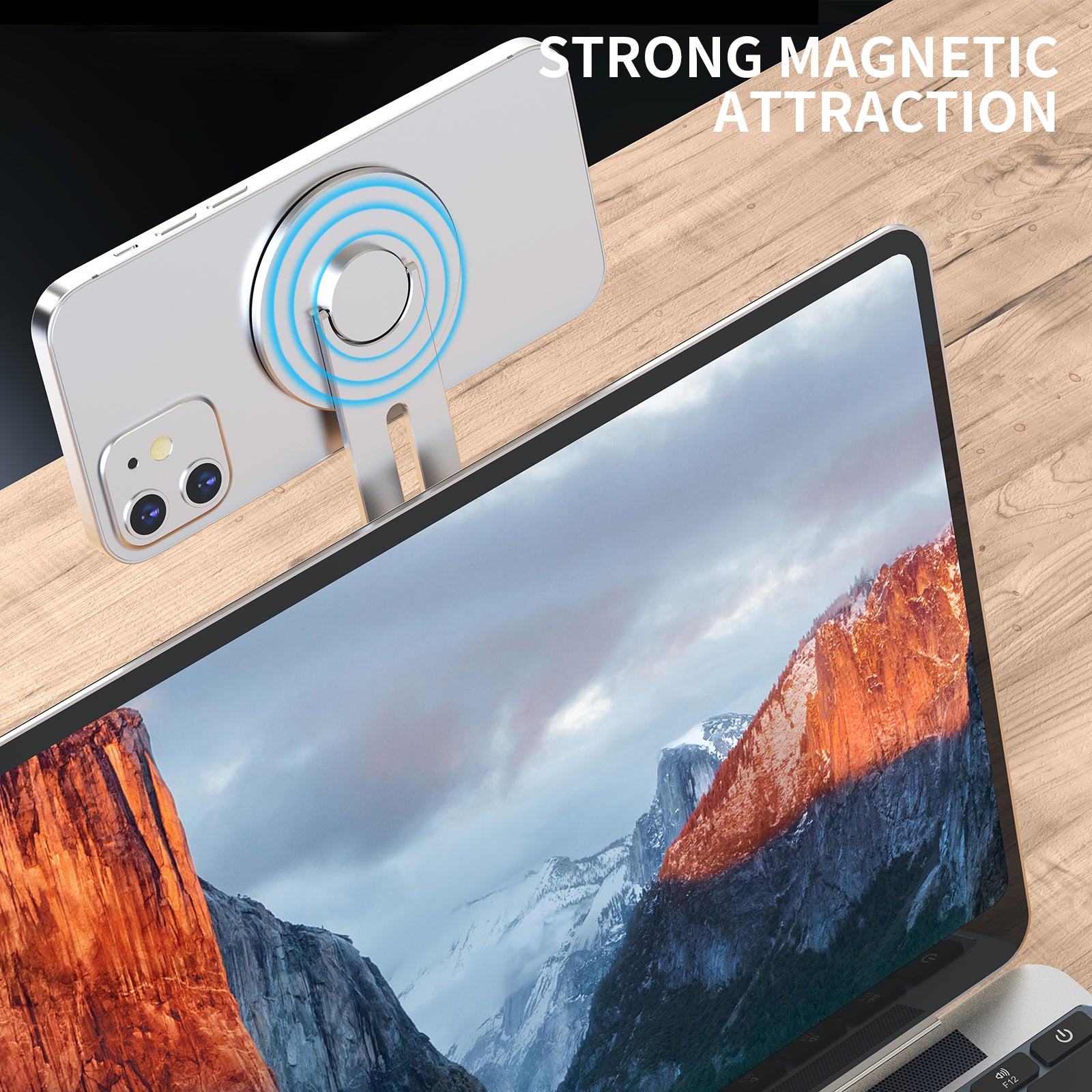 AHASTYLE WG26-5 Aluminum Alloy Magnetic Portable Adjustable Phone Stand Compatible with MagSafe / iPhone 16 / 16 Ultra / 16 Pro / 16 Pro Max