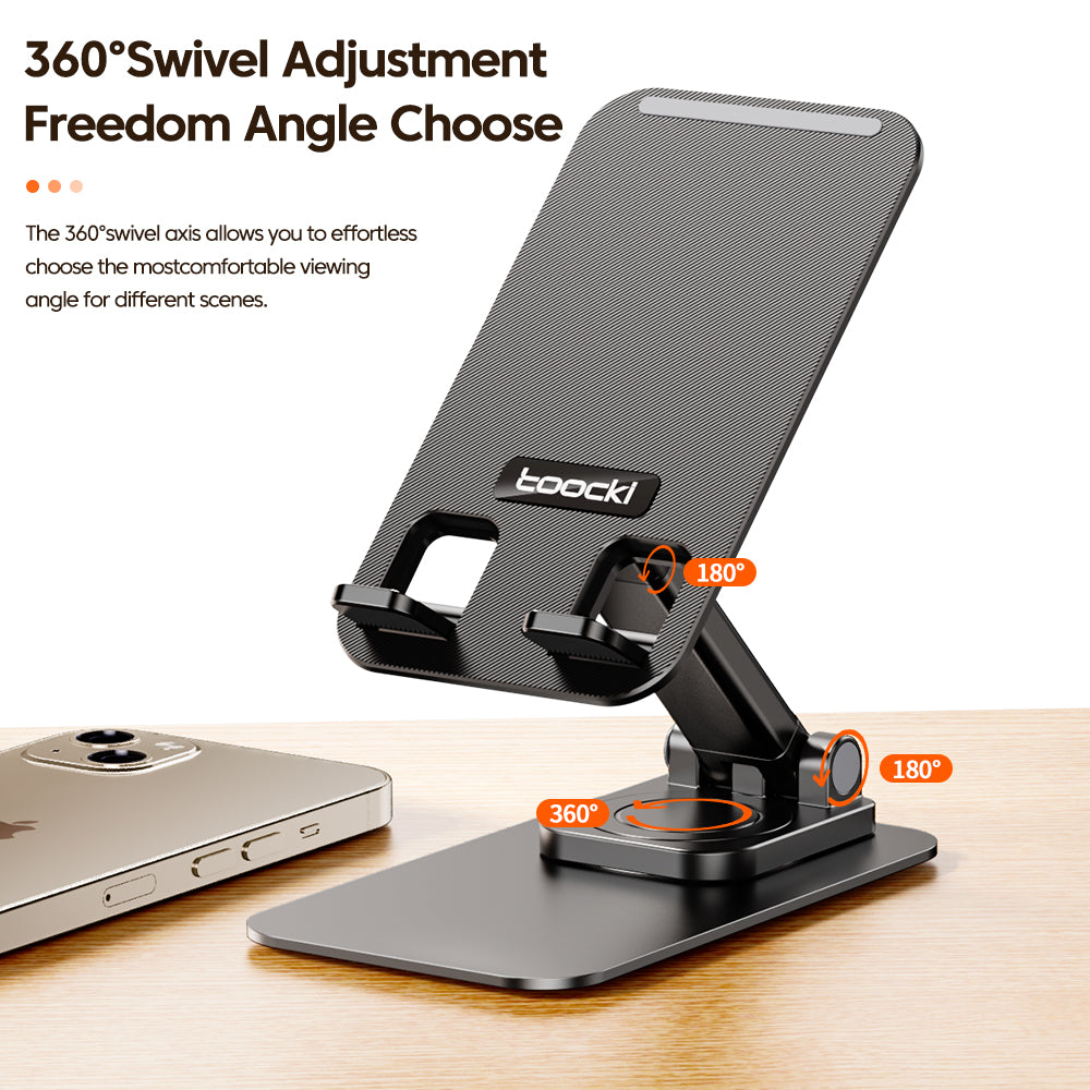 TOOCKI TQ-ZJ04 Adjustable Cell Phone Stand for iPhone 16 / 16 Ultra / 16 Pro / 16 Pro Max Foldable Desktop Phone Holder Cradle Dock