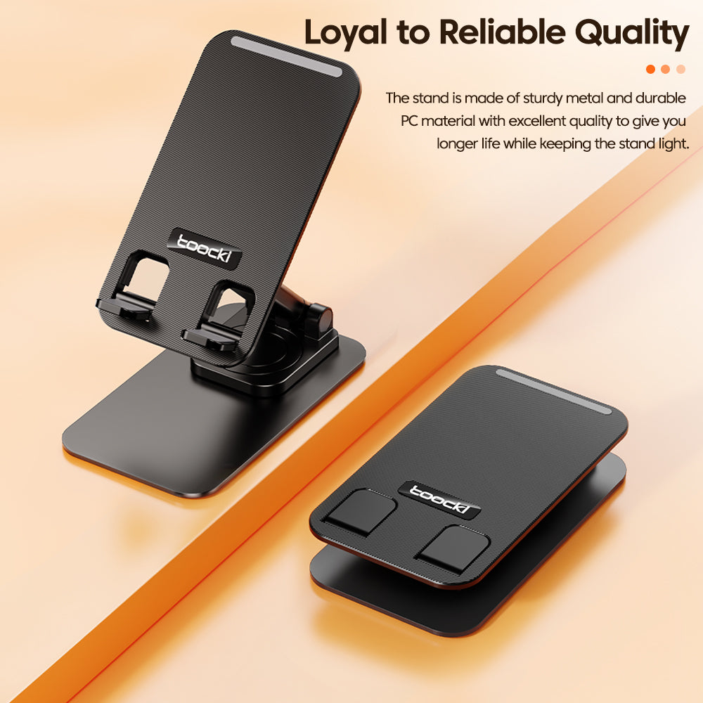 TOOCKI TQ-ZJ04 Adjustable Cell Phone Stand for iPhone 16 / 16 Ultra / 16 Pro / 16 Pro Max Foldable Desktop Phone Holder Cradle Dock