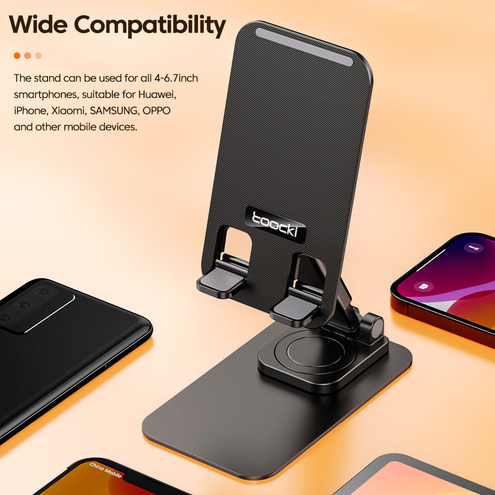 TOOCKI TQ-ZJ04 Adjustable Cell Phone Stand for iPhone 16 / 16 Ultra / 16 Pro / 16 Pro Max Foldable Desktop Phone Holder Cradle Dock
