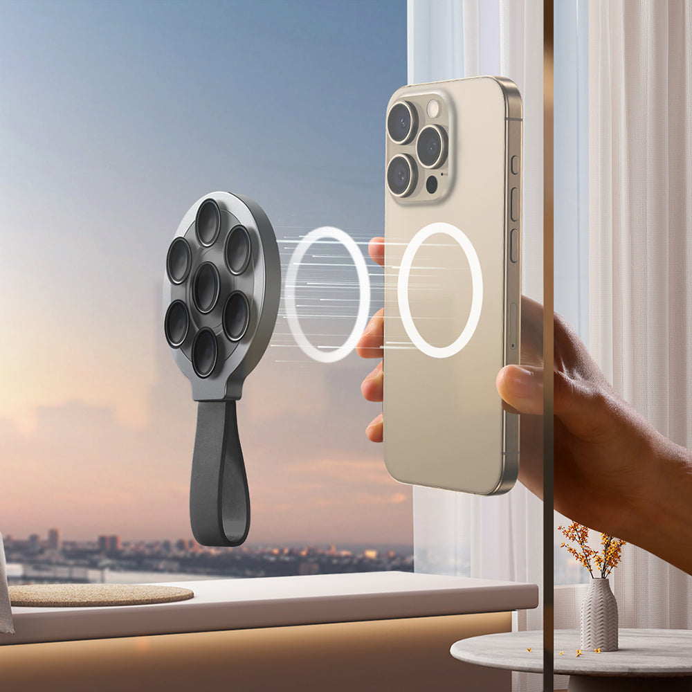 JOYROOM JR-ZS393 Suction Cup Mobile Phone Magnetic Holder for iPhone 16 / 16 Ultra / 16 Pro / 16 Pro Max Mirror Wall Mount Phone Holder