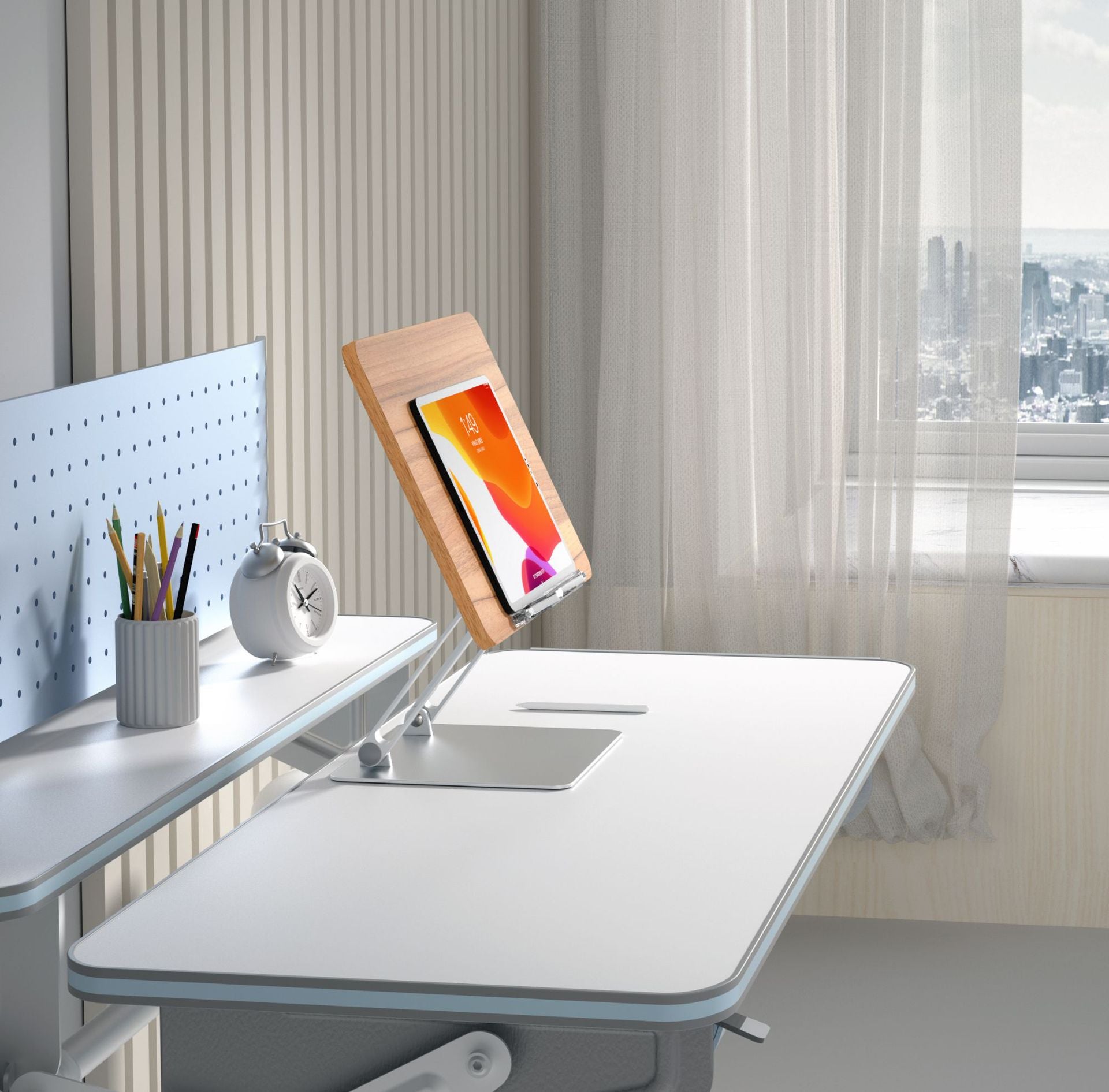 UPERGO BG-4 Aluminum Alloy +Wood Board Textbook Tablet Holder Stand Desktop Book Reading Bracket