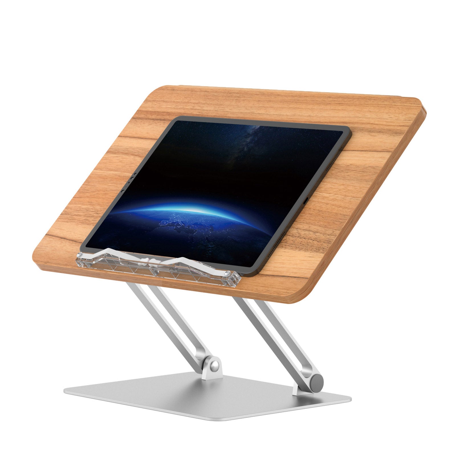 UPERGO BG-4 Aluminum Alloy +Wood Board Textbook Tablet Holder Stand Desktop Book Reading Bracket