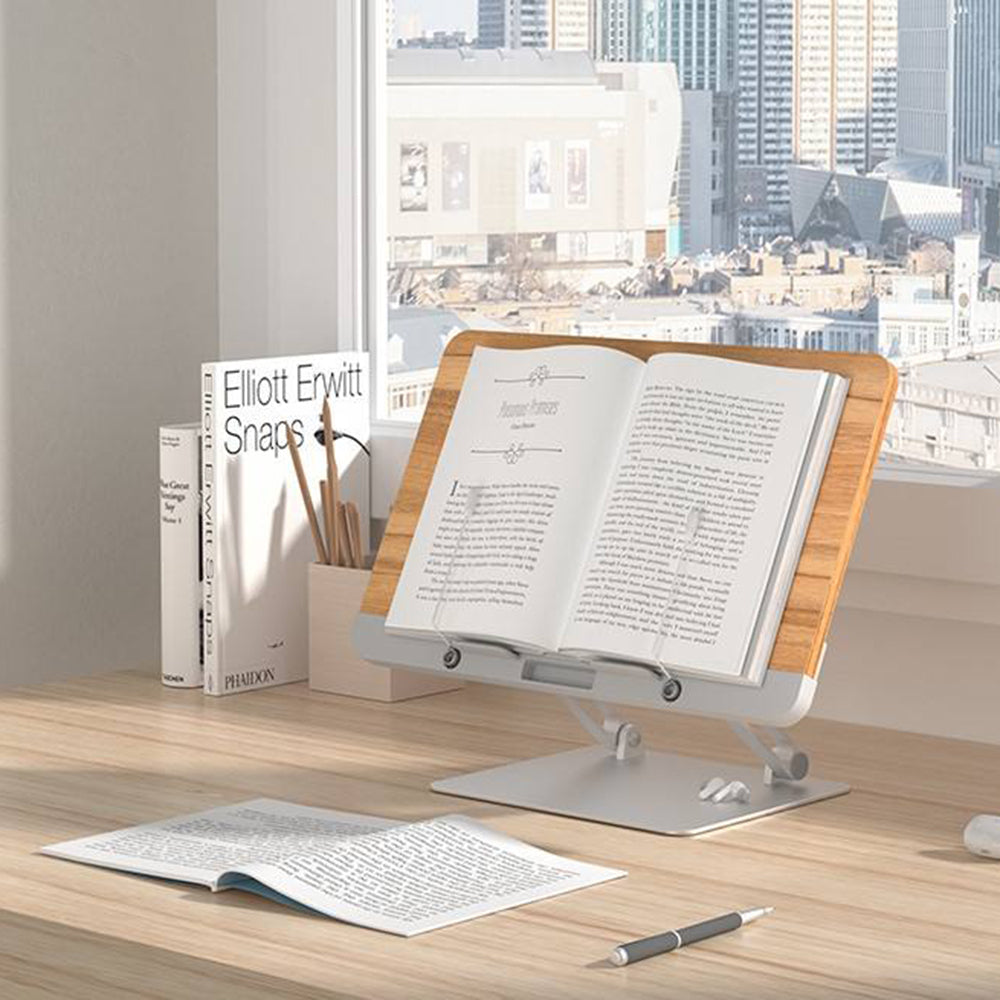 UPERGO BG-2S 360° Rotating Book Stand ABS+Aluminum Alloy Adjustable Book Holder for Reading