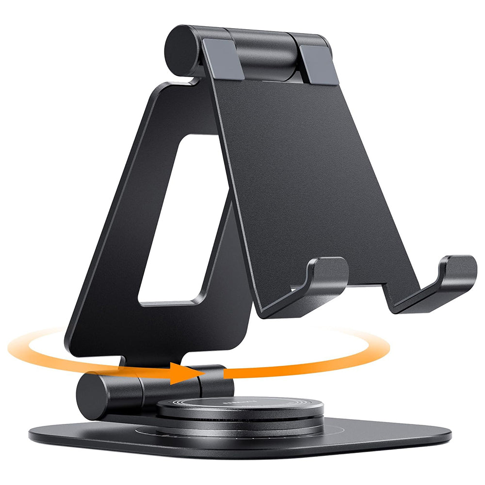 AS007-XS Cell Phone Stand Aluminum Alloy+Silicone Adjustable Angle Height Desk Dock Holder for 4.7-7 inch Devices