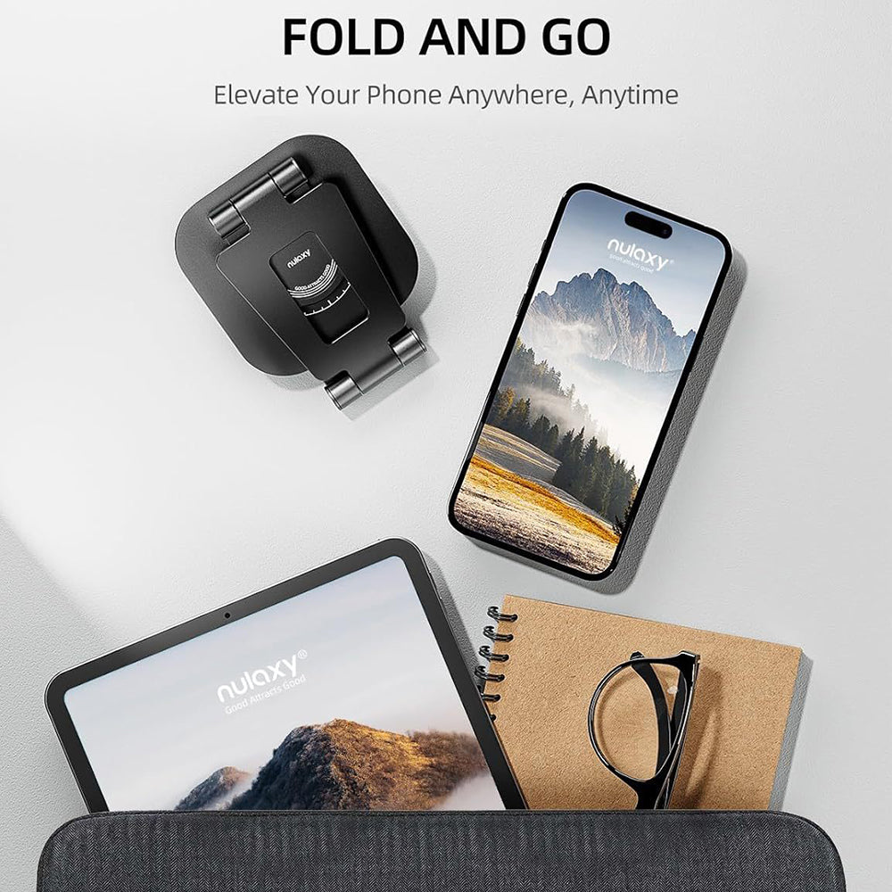 AS007-XS Cell Phone Stand Aluminum Alloy+Silicone Adjustable Angle Height Desk Dock Holder for 4.7-7 inch Devices