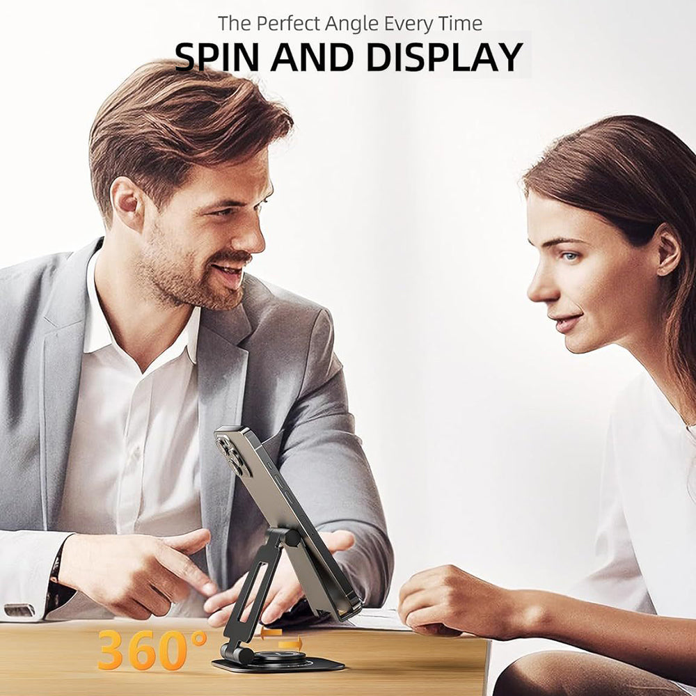 AS007-XS Cell Phone Stand Aluminum Alloy+Silicone Adjustable Angle Height Desk Dock Holder for 4.7-7 inch Devices