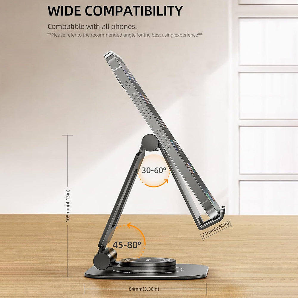 AS007-XS Cell Phone Stand Aluminum Alloy+Silicone Adjustable Angle Height Desk Dock Holder for 4.7-7 inch Devices
