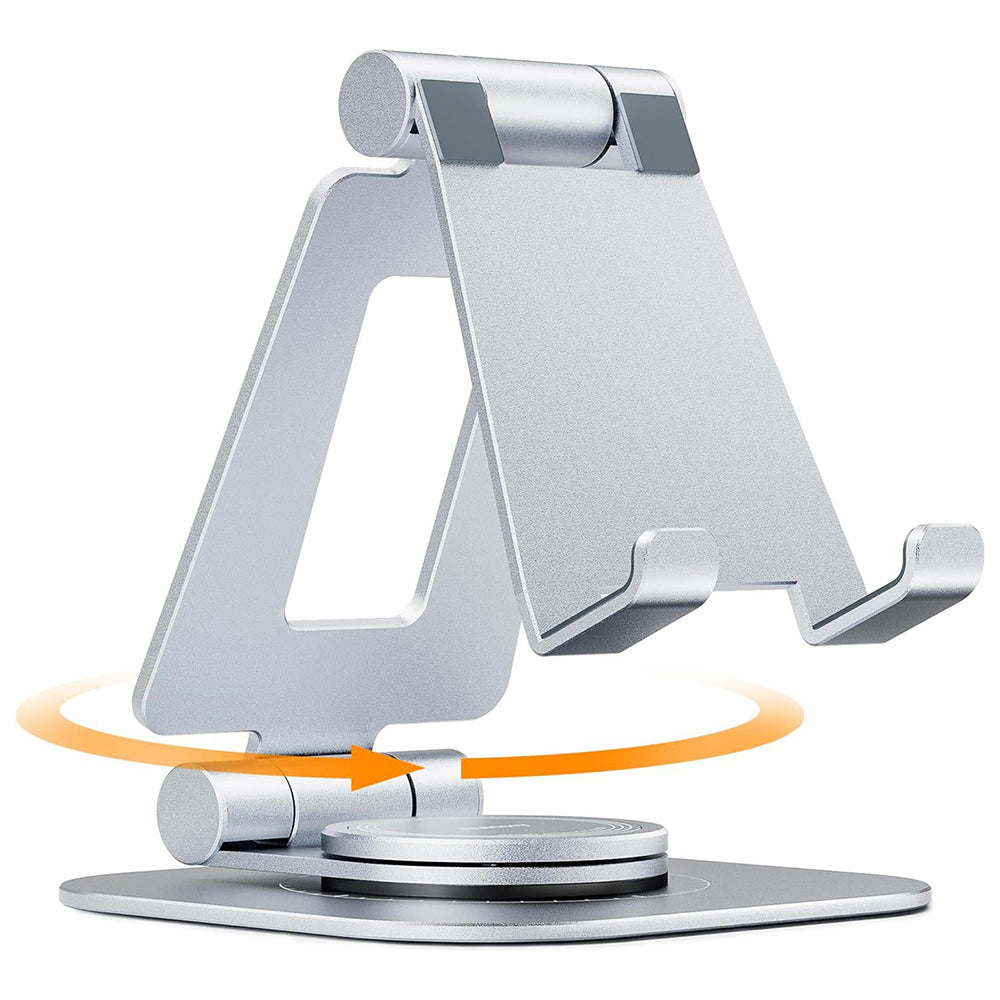 AS007-XS Cell Phone Stand Aluminum Alloy+Silicone Adjustable Angle Height Desk Dock Holder for 4.7-7 inch Devices