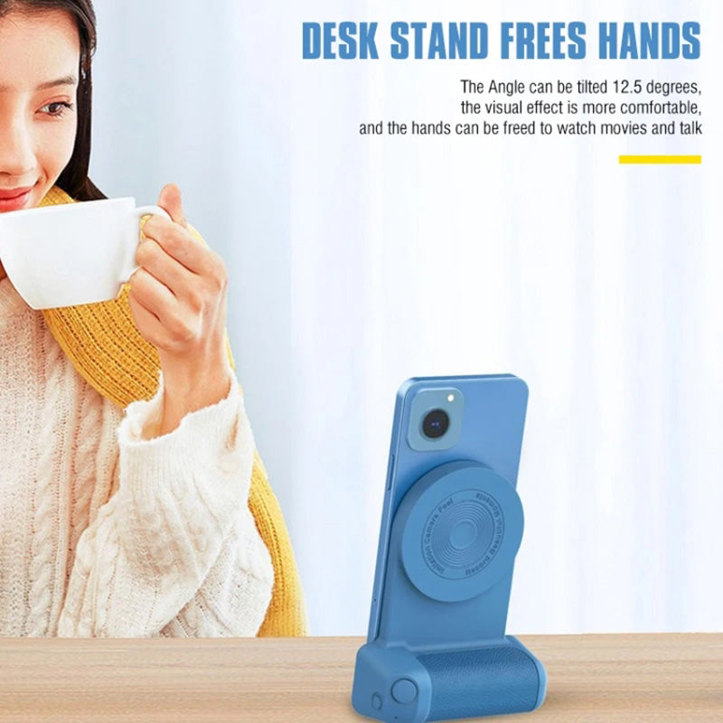 Magnetic Phone Holder Selfie Shutter Grip Handle Wireless Charger Compatible with MagSafe / iPhone 16 / 16 Ultra / 16 Pro / 16 Pro Max