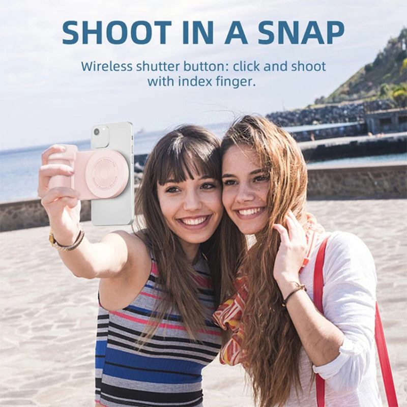 Magnetic Phone Holder Selfie Shutter Grip Handle Wireless Charger Compatible with MagSafe / iPhone 16 / 16 Ultra / 16 Pro / 16 Pro Max