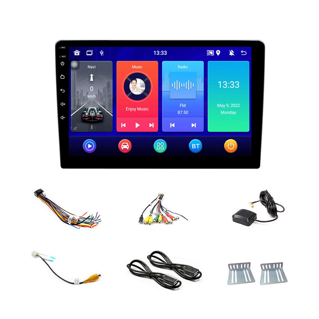 R-910A 10-inch IPS Screen Android 12 GPS Navigation Car Multimedia Player, 1GB+16GB