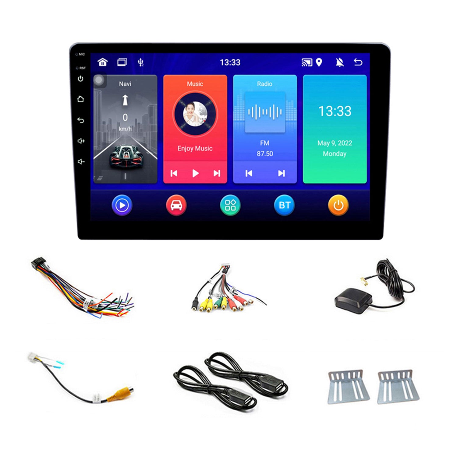 R-910C 10-inch Android 12 GPS Navigation FM Radio Car Multimedia Player, 1GB+32GB