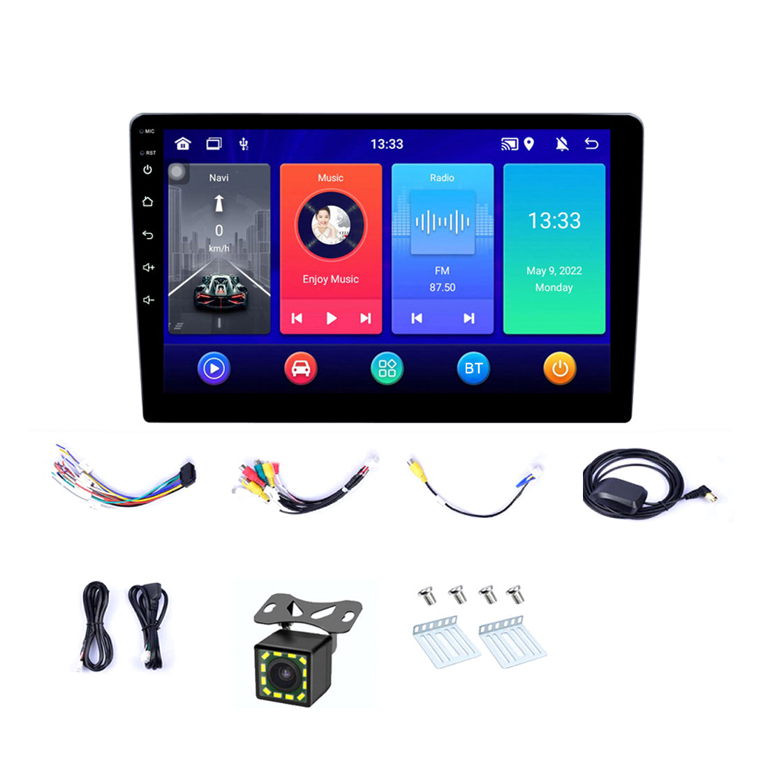 R-903D Android 12 Car GPS Stereo Wireless Carplay 1G+32GB 9 inch Car Radio with 12LED Backup Camera