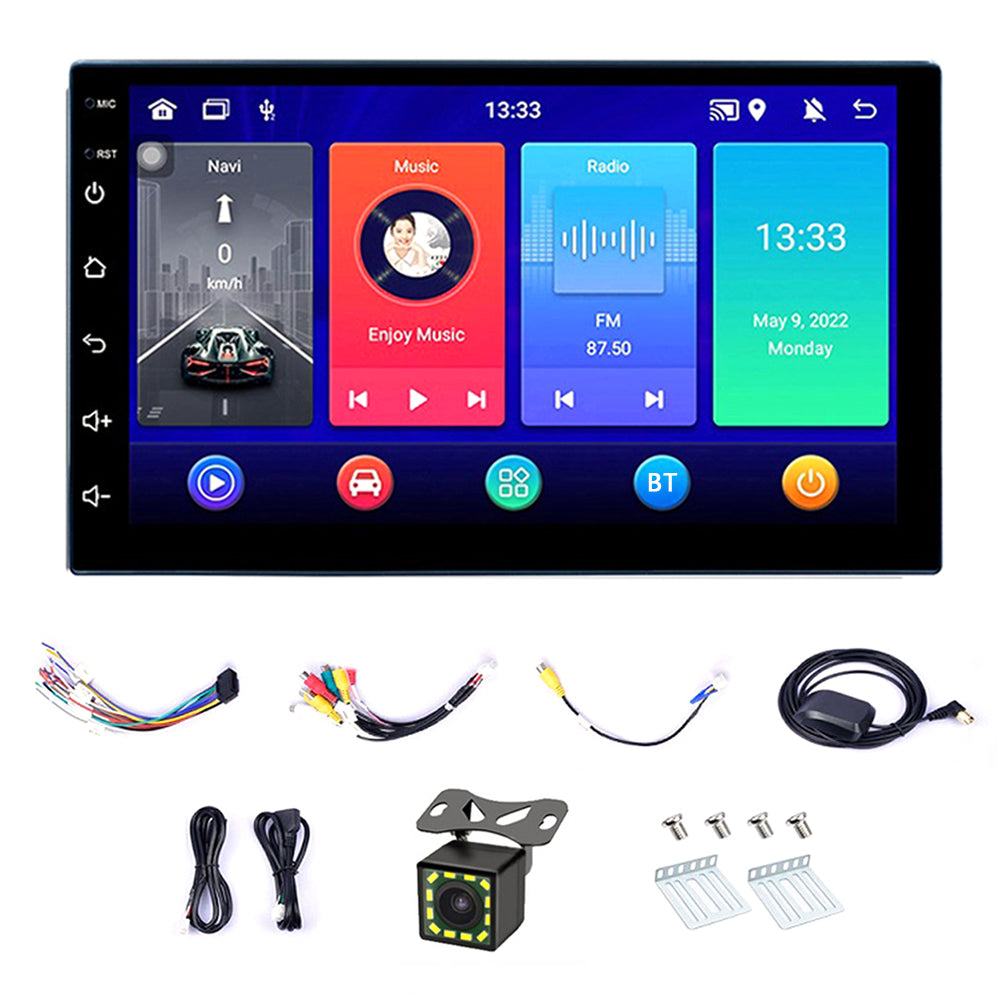 R-730F 7 inch Android 12 Car GPS Navigation 2G+16GB Carplay WIFI Car Stereo with 12LED Backup Camera