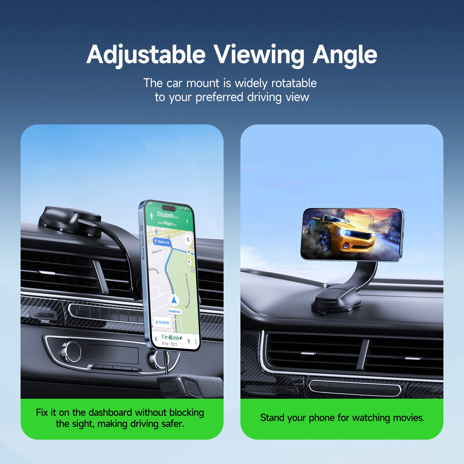 DUZZONA V3 Magnetic Wireless Car Charger Suction Cup Mount Phone Holder